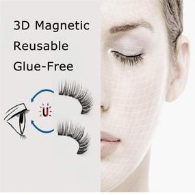 img 3 attached to 🧲 Magnetic Eyelashes 3D: Reusable False Eyelashes for Natural Look, Glue-Free & Easy to Use with Ultra-Thin Magnet - Includes 4 Pairs and Tweezers