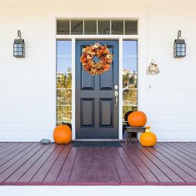 img 3 attached to 20-Inch Fall Front Door Wreath - Thanksgiving, Autumn Harvest, and Halloween Decoration - Artificial Farmhouse Wreath with Pumpkins, Berries, Maple Leaves, Pine Cones - Indoor/Outdoor Home Decor