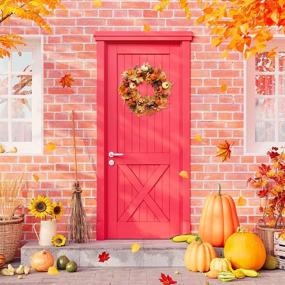 img 1 attached to 20-Inch Fall Front Door Wreath - Thanksgiving, Autumn Harvest, and Halloween Decoration - Artificial Farmhouse Wreath with Pumpkins, Berries, Maple Leaves, Pine Cones - Indoor/Outdoor Home Decor