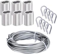 🔩 premium cable railing kits: haploon 1/8 inch wire cable rope - 304 stainless steel - 33 feet, 50pcs aluminum crimp sleeves, 12 pcs thimble for decking, railing, diy outdoor shades, picture hanging logo