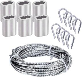 img 3 attached to 🔩 Premium Cable Railing Kits: Haploon 1/8 Inch Wire Cable Rope - 304 Stainless Steel - 33 Feet, 50PCS Aluminum Crimp Sleeves, 12 Pcs Thimble for Decking, Railing, DIY Outdoor Shades, Picture Hanging