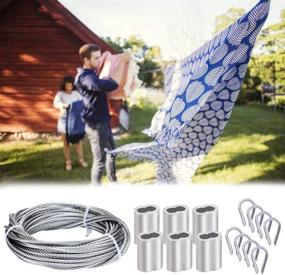 img 1 attached to 🔩 Premium Cable Railing Kits: Haploon 1/8 Inch Wire Cable Rope - 304 Stainless Steel - 33 Feet, 50PCS Aluminum Crimp Sleeves, 12 Pcs Thimble for Decking, Railing, DIY Outdoor Shades, Picture Hanging