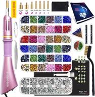 💎 high-quality hotfix applicator tool with diy hot fix rhinestone setter, complete hot fixed kit - 5679 pcs, 12 stunning colors (ab, clear) - sizes 10ss, 16ss, 20ss, 30ss, 34ss - includes bigger rhinestones, gem picker, and bedazzler kit logo