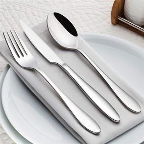 img 1 attached to 🍴 Premium HaWare Stainless Steel Silverware Set - Ideal for Dishwashers & Food Service Professionals