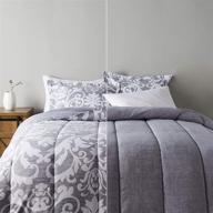 🛏️ king size gray medallion reversible comforter bedding set - amazon basics ultra-soft light-weight microfiber logo