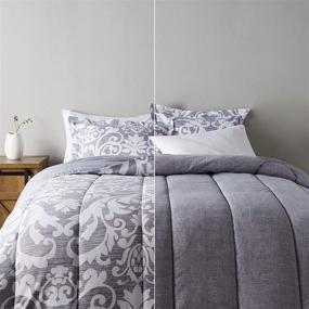 img 4 attached to 🛏️ King Size Gray Medallion Reversible Comforter Bedding Set - Amazon Basics Ultra-Soft Light-Weight Microfiber