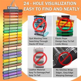 img 2 attached to 🗄️ SAIVEN Vinyl Roll Holder: 24 Rolls Hanging Adjustable Craft Room Organizer Storage Bag with 2 Hooks for Closet, Door, and Wall Mount