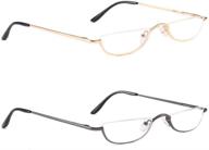 👓 stylish half frame reading glasses: metal moon readers for women and men (2 pairs, 2.00) logo