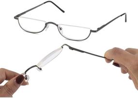 img 1 attached to 👓 Stylish Half Frame Reading Glasses: Metal Moon Readers for Women and Men (2 Pairs, 2.00)