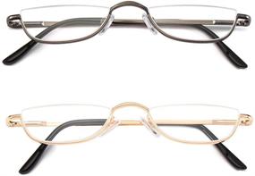 img 3 attached to 👓 Stylish Half Frame Reading Glasses: Metal Moon Readers for Women and Men (2 Pairs, 2.00)