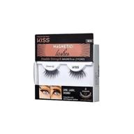 kiss magnetic charm lashes: 1 pair of synthetic false eyelashes, 5 double strength 💋 magnets, wind resistant, dermatologist tested, long-lasting up to 16 hours, reusable up to 15 times logo