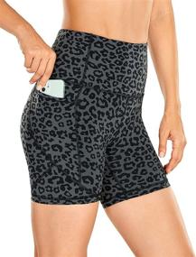 img 3 attached to CRZ YOGA Women's Naked Feeling Biker Shorts - 5-Inch Workout Athletic Yoga Shorts with Side Pockets for Women