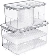 🧊 blitzlabs refrigerator organizer bins: stackable freezer fresh keeper, lid and drain tray included- set of 2 логотип