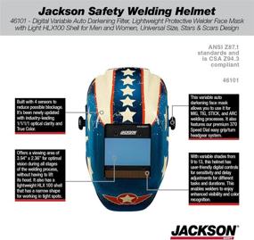 img 3 attached to 🔥 Jackson Safety Welding Helmet 46101 - Digital Variable Auto Darkening Filter, Lightweight Protective Welder Face Mask HLX100 Shell – Stars and Scars Design, Universal Size for Men and Women