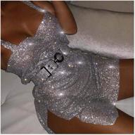 💃 yokawe sparkly crystal short dresses with silver rhinestones, sexy slit, summer mini bodycon fit, backless style, rave cocktail body chain, clubwear party accessories, jewelry for women and girls logo