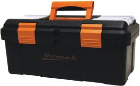 img 1 attached to Компактная пластиковая коробка для инструментов Homak (16 дюймов) с подносом и перегородками - стильный черный дизайн