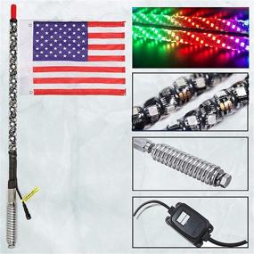 img 3 attached to 🚀 2Pcs NBWDY 2FT LED Whip Light with Bluetooth Control - 360° Spiral Rising Dancing Flag Offroad Warning Lighted LED Whips LED Antenna Light for UTV, ATV, Off Road, Truck, Jeep, Sand, Buggy Dune, RZ …