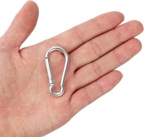 img 1 attached to 🔑 Convenient and Versatile 30pcs Small Aluminum D-Shape Carabiner Spring Clip Hook Keychain - Silver