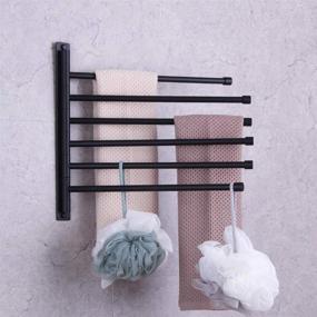 img 1 attached to 🛁 GERZWY Bathroom Swing Arm Towel Bars: Sleek Wall Mount Bath Towel Rack with 6 Arms for Optimal Organization - SUS 304 Stainless Steel Matte Black HYG06-BK