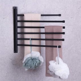 img 2 attached to 🛁 GERZWY Bathroom Swing Arm Towel Bars: Sleek Wall Mount Bath Towel Rack with 6 Arms for Optimal Organization - SUS 304 Stainless Steel Matte Black HYG06-BK