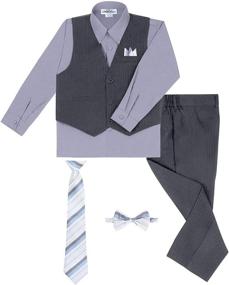 img 4 attached to 👔 S.H. Churchill &amp; Co. Boys 6 Piece Vest and Pant Set with Shirt, Long Tie, Bow Tie, and Hanky - Available in Various Colors