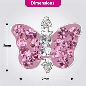 img 3 attached to 🦋 Glitzs Jewels 925 Sterling Silver Pink Butterfly Earrings for Women and Girls - 9 MM x 5MM, Crystal Stud Earrings for Teens, Children, and Girly Jewelry