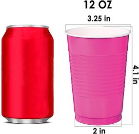 img 2 attached to 🥳 DecorRack 12 oz Pink Party Cups - Pack of 60, Ideal for Birthday Party, Bachelorette, Camping, Indoor/Outdoor Events, Beverage Drinking - Reusable and Disposable