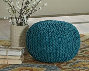 img 3 attached to Ashley Furniture Nils Pouf: Signature Teal Design for a Stylish Home