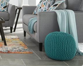 img 1 attached to Ashley Furniture Nils Pouf: Signature Teal Design for a Stylish Home