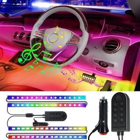 img 4 attached to 🚗 Enhance Your Ride with Interior Car Lights: Car LED Strip Lights with 60 LEDs, 9 Colors Changing, Music Sync Dance, and Decorative Atmosphere Glow Neon Lighting Kit