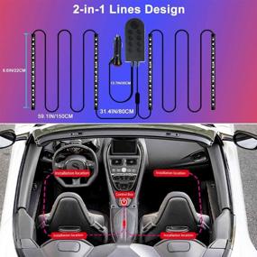 img 1 attached to 🚗 Enhance Your Ride with Interior Car Lights: Car LED Strip Lights with 60 LEDs, 9 Colors Changing, Music Sync Dance, and Decorative Atmosphere Glow Neon Lighting Kit