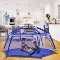 🔵 navy patent alvantor playpen space canopy fence pin: 6 panel pop up, foldable & portable lightweight safety solution for infants, babies, toddlers & kids - indoor/outdoor - 7’x7’x44” logo