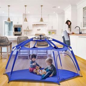 img 4 attached to 🔵 Navy Patent Alvantor Playpen Space Canopy Fence Pin: 6 Panel Pop Up, Foldable & Portable Lightweight Safety Solution for Infants, Babies, Toddlers & Kids - Indoor/Outdoor - 7’x7’x44”