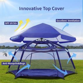 img 1 attached to 🔵 Navy Patent Alvantor Playpen Space Canopy Fence Pin: 6 Panel Pop Up, Foldable & Portable Lightweight Safety Solution for Infants, Babies, Toddlers & Kids - Indoor/Outdoor - 7’x7’x44”