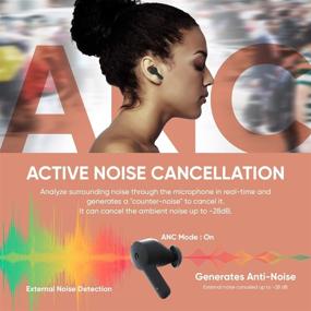 img 3 attached to 🎧 ABKO ANC True Wireless Earbuds with Active Noise Cancelling, Bluetooth Headphones, USB-C Wireless Charging, Built-in Microphone - EC10 Black