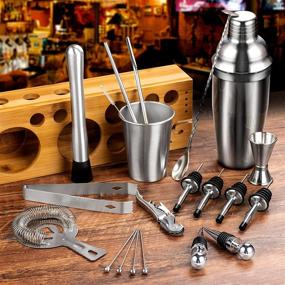 img 2 attached to 🍹 Stusgo 22-Piece Cocktail Making Set with Bamboo Stand - Home Bartender Mixing Kit, 24 oz Bar Tools - Professional Drinkware Tools for Christmas