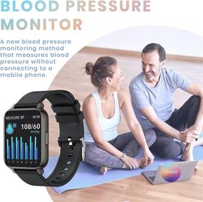 img 3 attached to Yussa Smart Watch 2021 - Blood Pressure Monitor, Blood Oxygen SpO2, Heart Rate, Sleep Monitor - No Phone Needed - IP67 Waterproof - Fitness Tracker for Women and Men (Black)