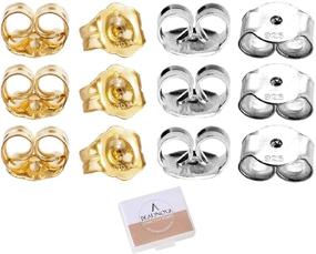 img 4 attached to 🦋 Beadnova 14K Gold & 925 Sterling Silver Earring Backs - Hypoallergenic Butterfly Backings for Studs (12 pcs)