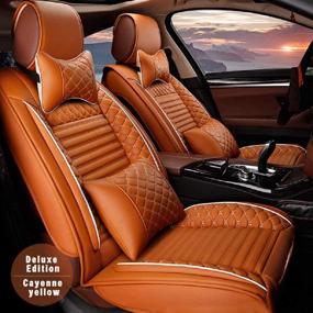 img 1 attached to Custom Car Seat Cover For Mercedes-Benz CL CLA CLK CLS ML GL GLA GLC GLE GLK GLS SL 5-Seat Car Seat Cushion Cover Full Set Needlework PU Leather Luxury Set (Cayenne)