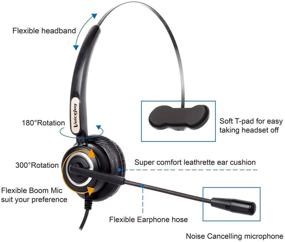 img 3 attached to VoiceJoy Wired Telephone Headset with Microphone for Cordless Phones - 2.5mm Jack Compatible with DECT Phones: Grandstream, Cisco, Linksys SPA, Zultys, Gigaset-Mono