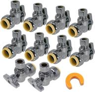 🚱 procuru pushfit angle stop valve 1/2" nom x 3/8" od compression (10-pack) – convenient quarter-turn on/off for bathroom fixtures, faucet, toilet supply shut-off – lead free certified логотип