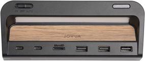 img 4 attached to Enhance Your Tesla Model 3 / Model Y DashCam with JOWUA USB Hub + LED Light: A Smart Sensor LED Solution for Sentry Mode Reader (USB-C + USB-A) in Brown / Wood