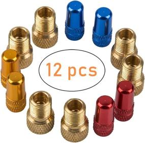 img 3 attached to 🚲 12-Pack Bike Presta Valve Adapters and Tire Valve Caps - Presta to Schrader Tube Pump Converter with 3 Pairs of Air Caps for Tires in Golden, Blue, and Red