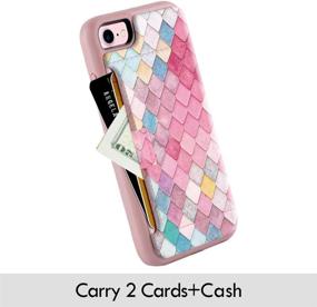 img 2 attached to ZVE Slim Leather Wallet Case for iPhone 7/8/SE 2020 with Credit Card Holder Slot - Mermaid Wall Design