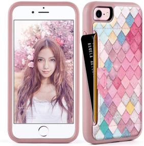 img 4 attached to ZVE Slim Leather Wallet Case for iPhone 7/8/SE 2020 with Credit Card Holder Slot - Mermaid Wall Design