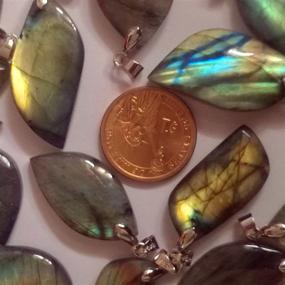 img 1 attached to 🌿 1 Piece Hand Carved Green & Yellow Light Natural Labradorite Gemstone Jewelry Pendant - DIY Necklace Accessory (No.8)