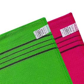 img 3 attached to NOPIGO Korean Exfoliating Mitt Washcloth Set - 4pcs | Korean Body Scrub Italy Towels (2 Green + 2 Red)