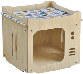 img 4 attached to 🐱 S-Lifeeling Wooden Cat House with Hammock: Stackable, Collapsible Hideout for Cats and Rabbits - Spliceable, Climbing Combination for Kitty Cubes and Bunny Rooms