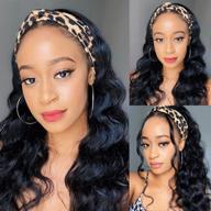 hedy headband wig: brazilian body wave human hair wigs for black women, glueless & none lace front, 150% density, 18 inch length logo