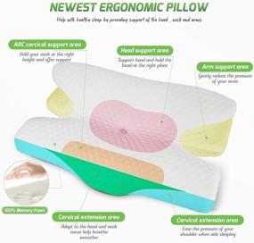 img 3 attached to 🌙 Adjustable Contour Memory Foam Pillow with Orthopedic Neck Support for all Sleep Positions - Including Stomach, Back, and Side Sleeper, Relieve Shoulder Pain - includes 2 Pillowcases